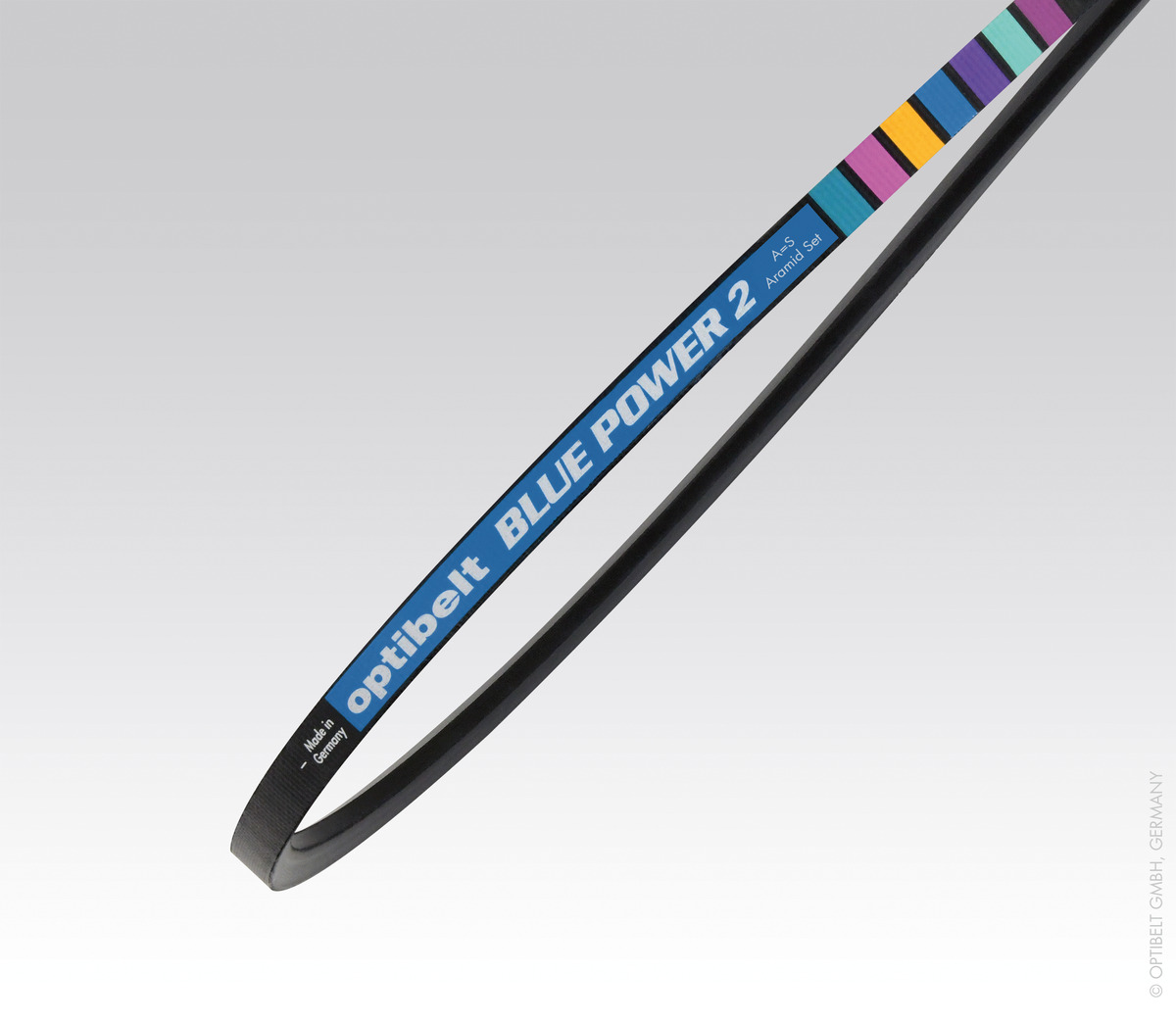 Optibelt BLUE POWER 2 Hochleistungs-Keilriemen für energieeffiziente industrielle Antriebssysteme.